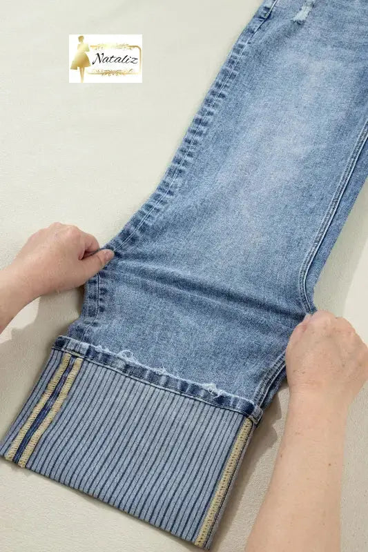 Ashleigh Blue Cuffed Straight Loose Jeans Dear-Lover Dropshipping