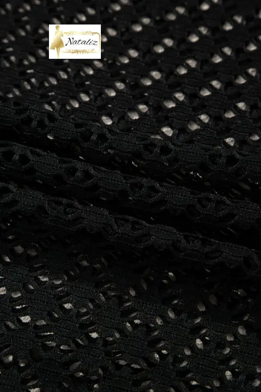 Black See Through Patterned Knit Ruffle Hem Patchwork Beach Cover Up Dear-Lover Dropshipping