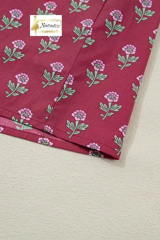 100% Cotton Red Contrast Collared V Neck Ricrac Trim Short Puff Sleeve Flower Blouse Dear-Lover Dropshipping