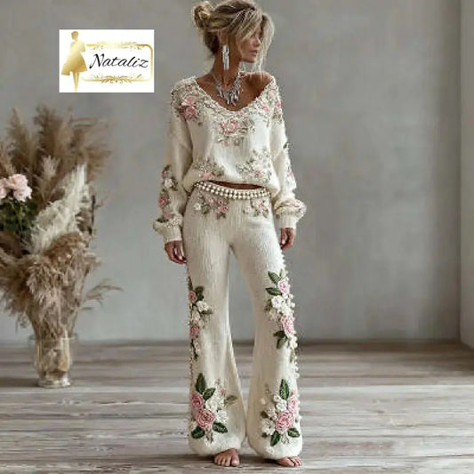 Artistic Vintage 3D-Printed Linen Wide-Leg Pants pants