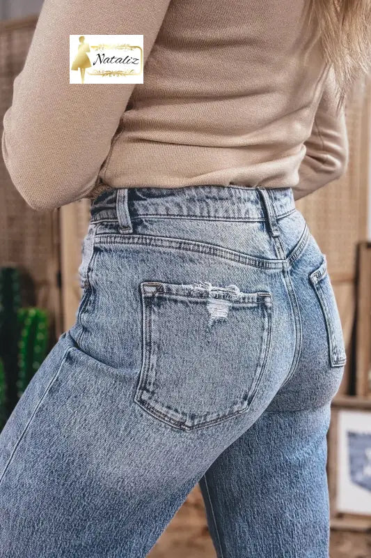 Ashleigh Blue Cuffed Straight Loose Jeans Dear-Lover Dropshipping
