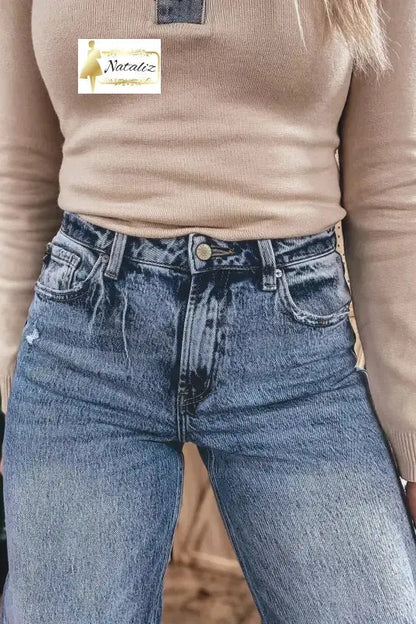 Ashleigh Blue Cuffed Straight Loose Jeans Dear-Lover Dropshipping
