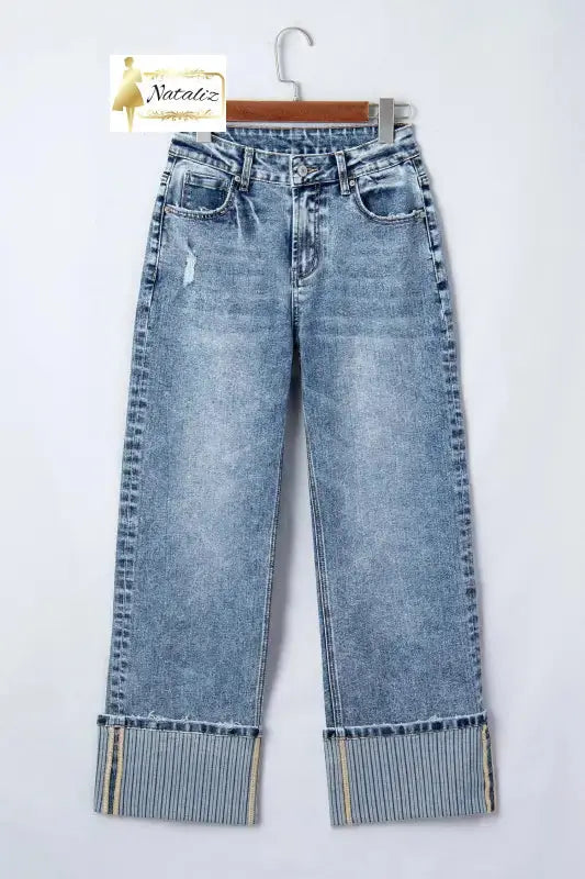 Ashleigh Blue Cuffed Straight Loose Jeans Dear-Lover Dropshipping