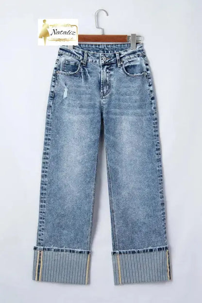 Ashleigh Blue Cuffed Straight Loose Jeans Dear-Lover Dropshipping