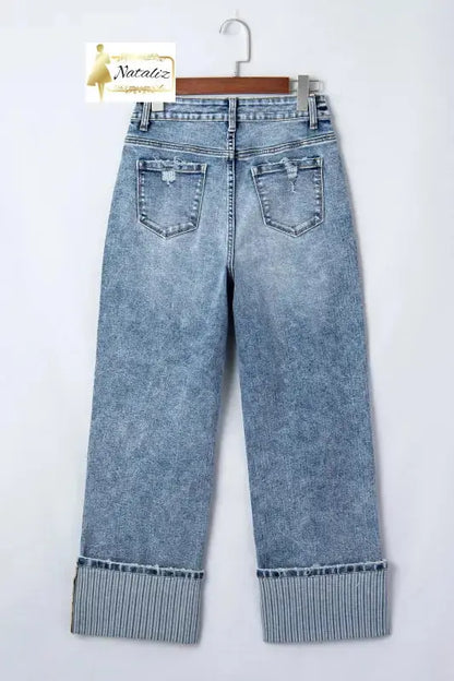 Ashleigh Blue Cuffed Straight Loose Jeans Dear-Lover Dropshipping