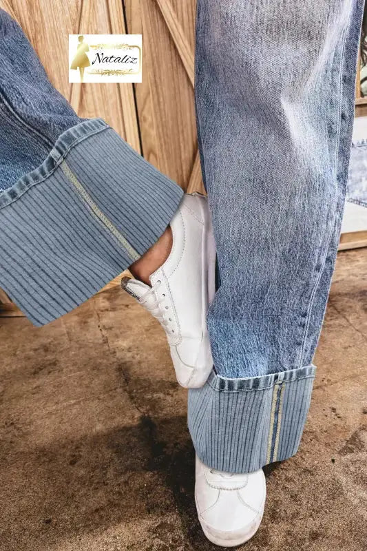 Ashleigh Blue Cuffed Straight Loose Jeans Dear-Lover Dropshipping