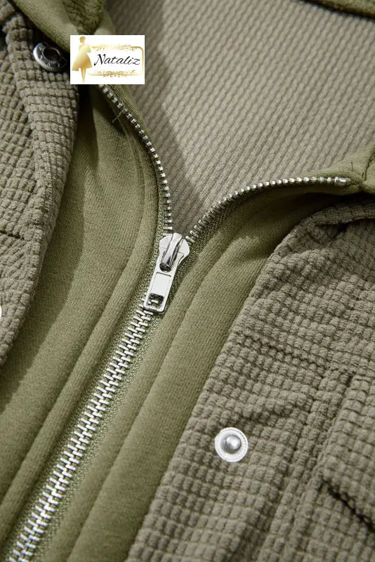 Beige 2 in 1 Thermal Knit Textured Hooded Jacket Dear-Lover Dropshipping