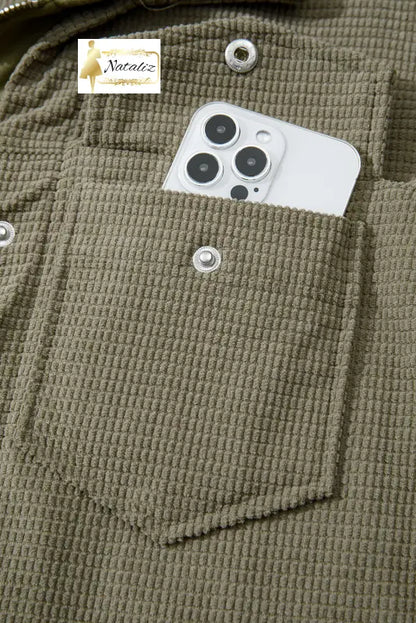 Beige 2 in 1 Thermal Knit Textured Hooded Jacket Dear-Lover Dropshipping