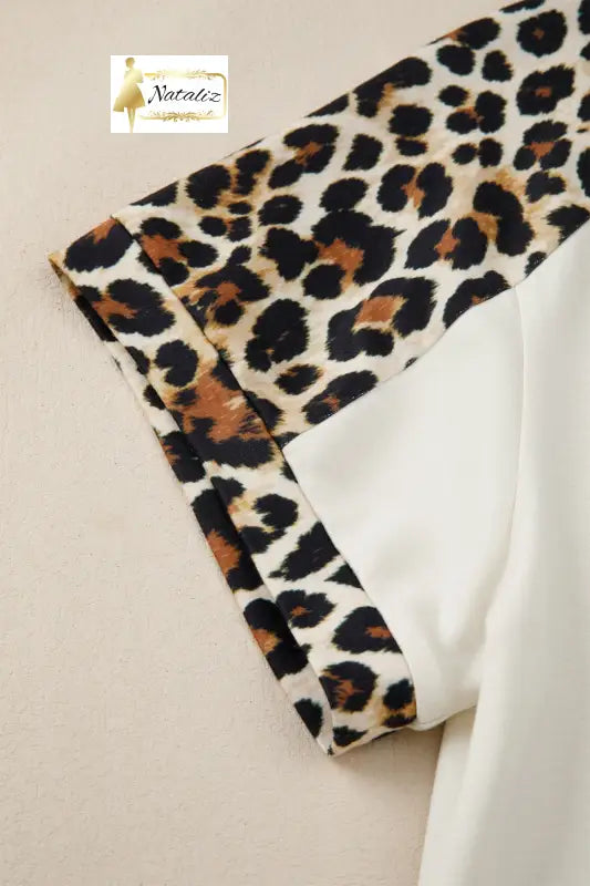 Beige Leopard Patchwork Half Button Short Sleeve Top Dear-Lover Dropshipping