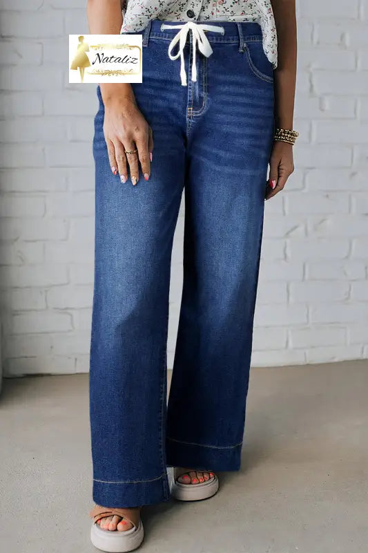Blue Acid Wash Contrast Lace-up Plus Size Jeans Dear-Lover Dropshipping