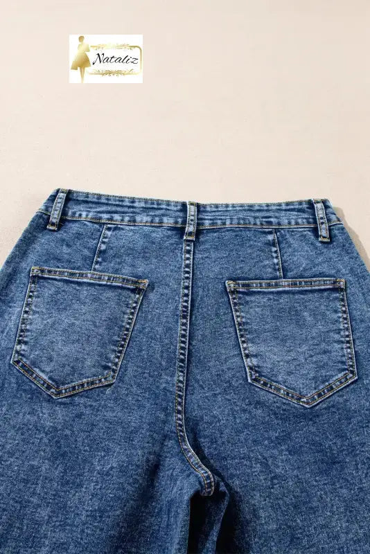 Blue Chic Patch Pocket Straight Leg Loose Jeans Dear-Lover Dropshipping