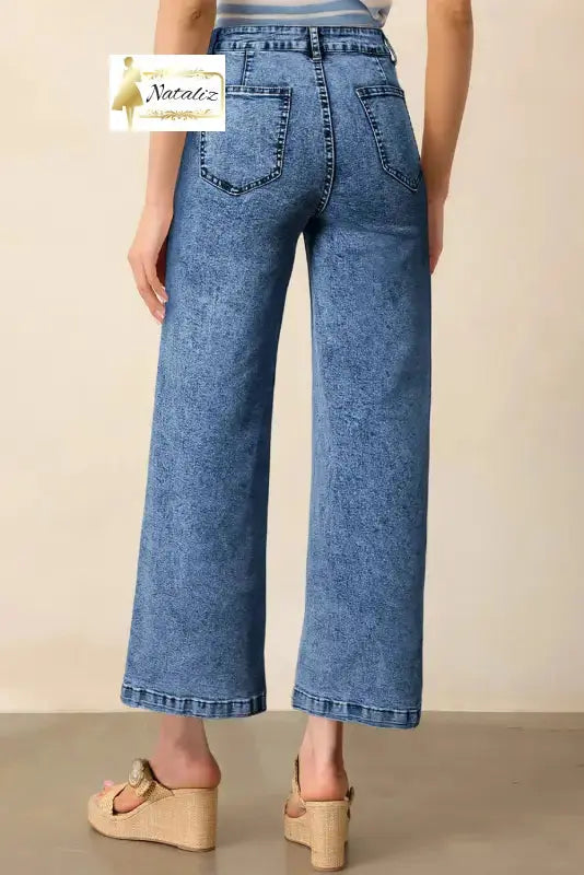 Blue Chic Patch Pocket Straight Leg Loose Jeans Dear-Lover Dropshipping