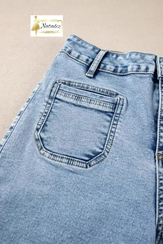 Blue Chic Patch Pocket Straight Leg Loose Jeans Dear-Lover Dropshipping