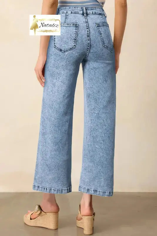 Blue Chic Patch Pocket Straight Leg Loose Jeans Dear-Lover Dropshipping