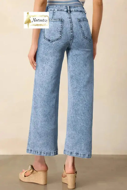 Blue Chic Patch Pocket Straight Leg Loose Jeans Dear-Lover Dropshipping