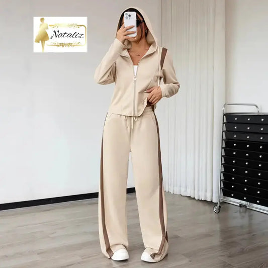 Casual Hooded Cardigan Top And Pants Set Sport Sets