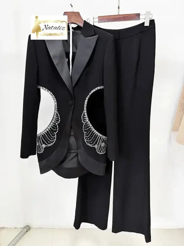 Crystal Hollow Out Piece Suit Set Nataliz Boutique Shop