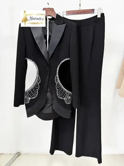 Crystal Hollow Out Piece Suit Set Nataliz Boutique Shop
