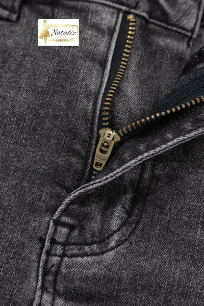 Dark Grey Irregular Distressed Bottom Denim Midi Skirt Dear-Lover Dropshipping