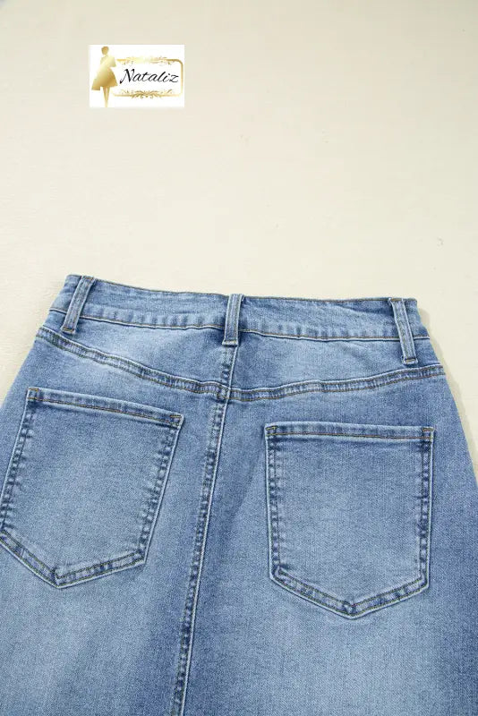 Dark Grey Irregular Distressed Bottom Denim Midi Skirt Dear-Lover Dropshipping