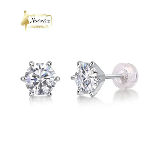 Diamond Protection - Set With 1-carat Top-quality Moissanite S925 Silver And Platinum-plated Stud Earrings A