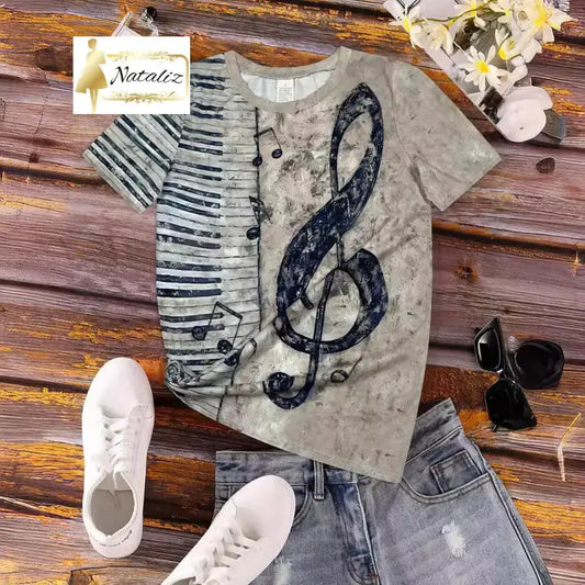 Digital Printing Note Short-sleeved T-shirt Tops