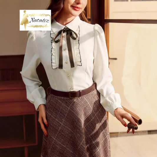 Elegant Contrast-Color Defined-Shirt Blouses & Shirts