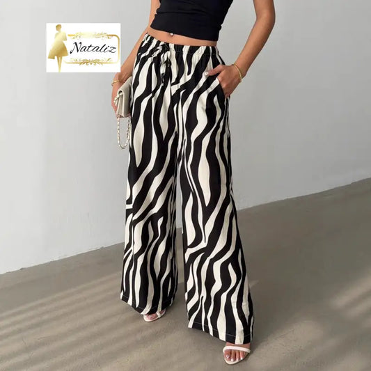 Elegant Printed Wide-Leg Pants Pants