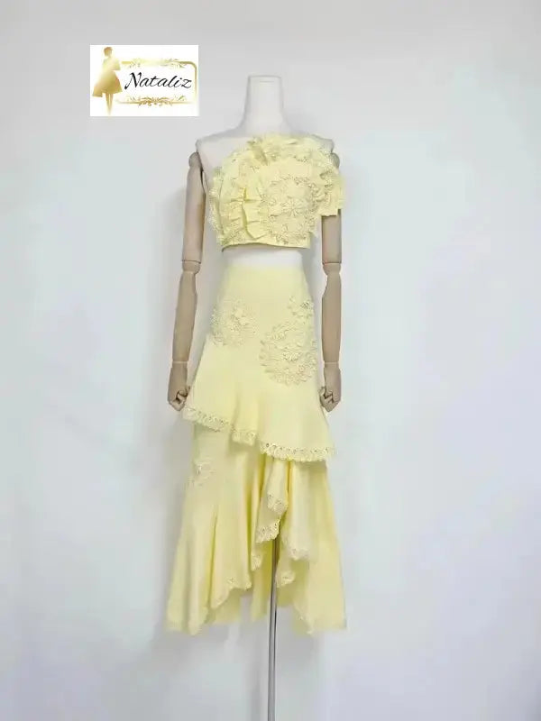 Elegant Ruffle Skirt and Crop Top Set Nataliz Boutique Shop