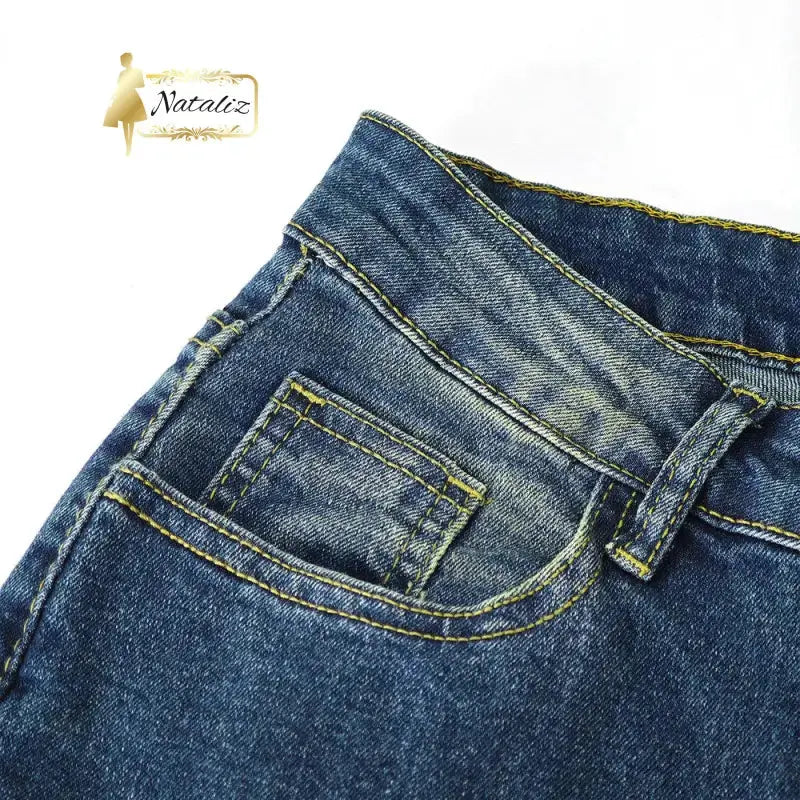 Embroidered Flared Jeans, High-Waist Bootcut Denim Nataliz