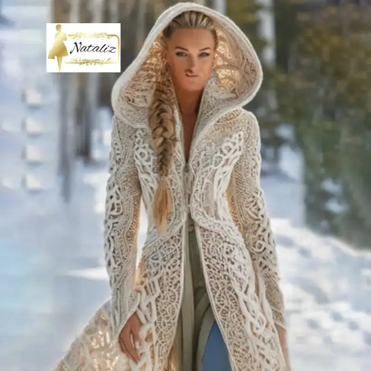 Fashionable 3D Digital Printed Round Neck Hooded Loose Coat Jacket