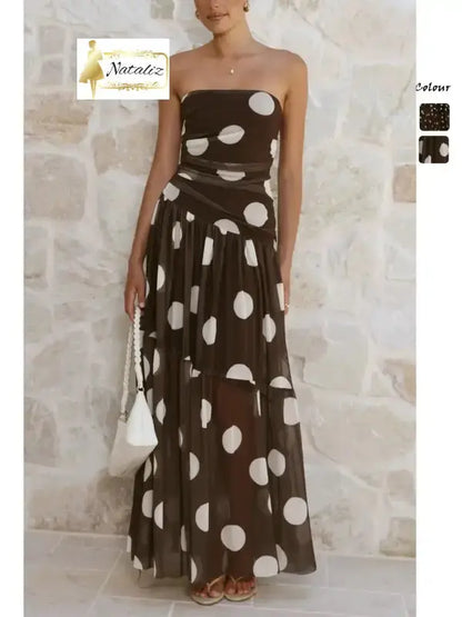 Fashionable Mesh Polka Dot Long Dress Nataliz Boutique Shop