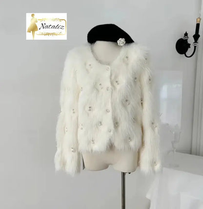Fluffy Pearl Decorated Jacket Nataliz Boutique Shop