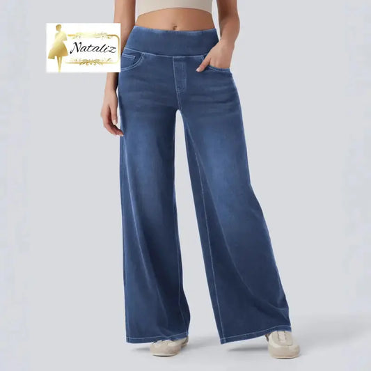 High-waisted Loose-fit Stretchy Wide-leg Jeans For Women Pants & Jeans