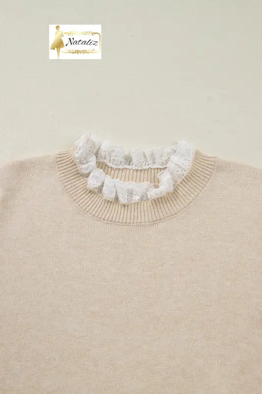 Jet Stream Lace Trim Patchwork Buttoned Cuffs Loose Sweater Dear-Lover Dropshipping