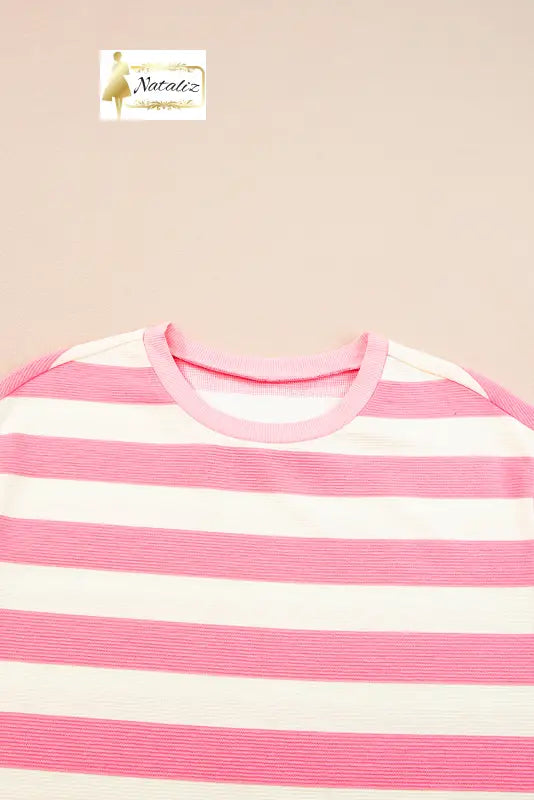 Khaki Stripe Cap Sleeve Shift T Shirt Dress Dear-Lover Dropshipping