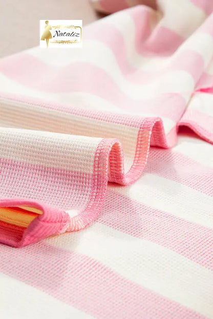 Khaki Stripe Cap Sleeve Shift T Shirt Dress Dear-Lover Dropshipping