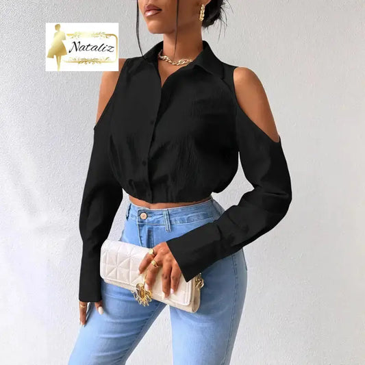 Lapel-button-up With A Sophisticated Blouse Design Tops