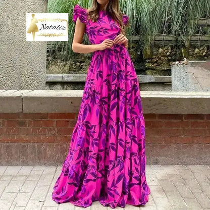 Long Breathable Women's Dress  Flutter Sleeve Nataliz Boutique Shop