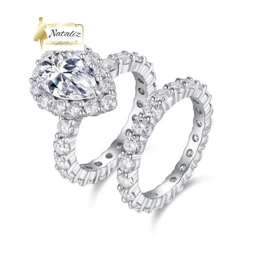 Love Ring - Set With Top-quality Pear-shaped Moissanite S925 Silver And Platinum-plated Diamond Wedding Ring Rings