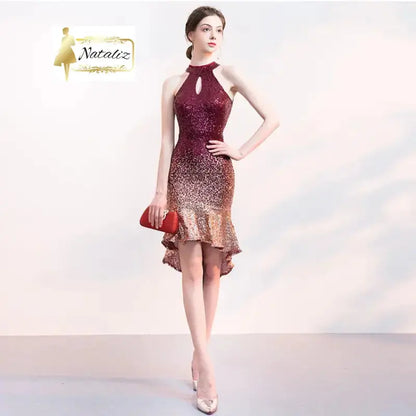 Mermaid Design Sequin Short Evening Party Dresses 8