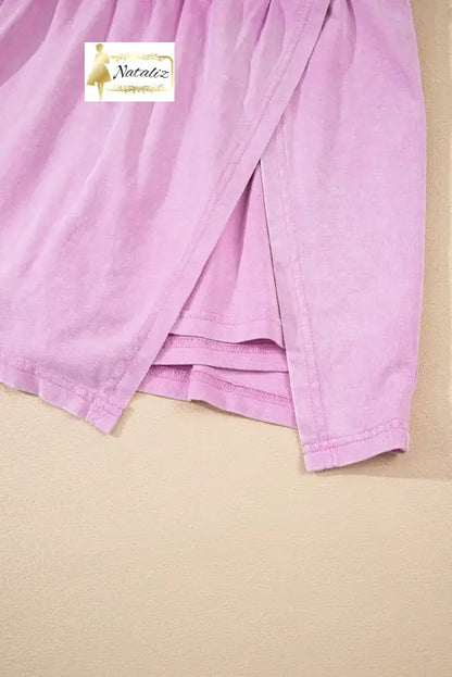 Myosotis 2 Pieces Mineral Wash Cotton Tank Top Lined Split Skirt Set Dear-Lover Dropshipping