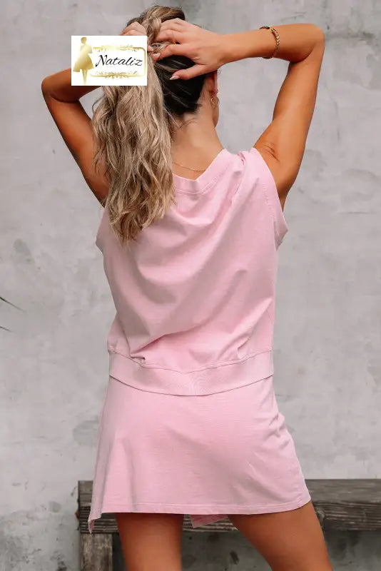 Myosotis 2 Pieces Mineral Wash Cotton Tank Top Lined Split Skirt Set Dear-Lover Dropshipping