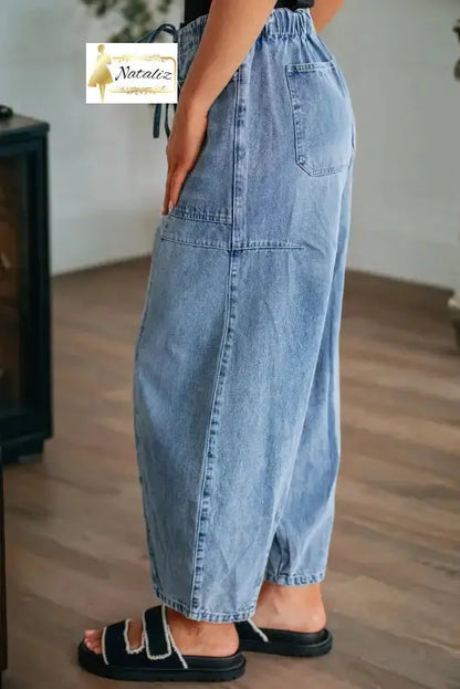 Myosotis Large Patch Pocket Drawstring Paperbag Waist Barrel Jeans Dear-Lover Dropshipping