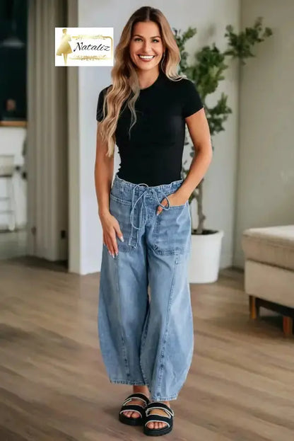 Myosotis Large Patch Pocket Drawstring Paperbag Waist Barrel Jeans Dear-Lover Dropshipping