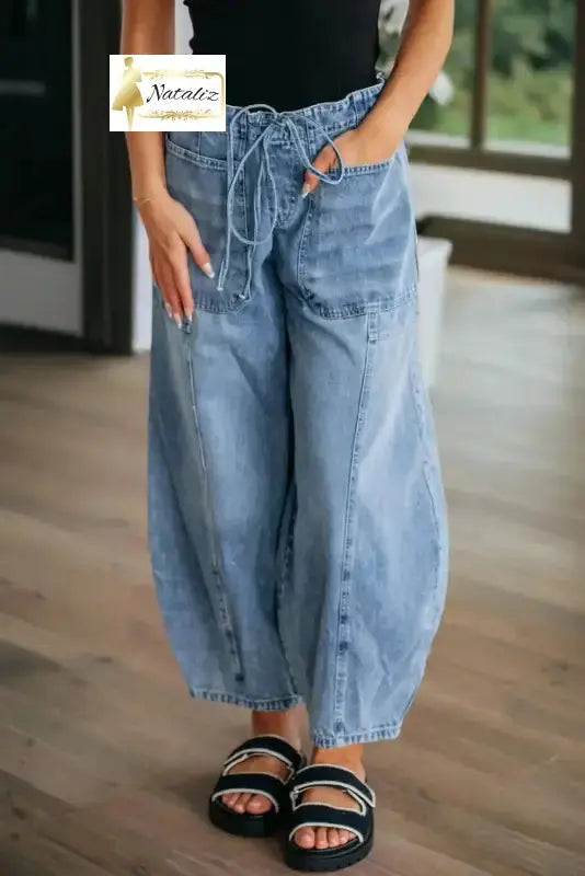 Myosotis Large Patch Pocket Drawstring Paperbag Waist Barrel Jeans Dear-Lover Dropshipping