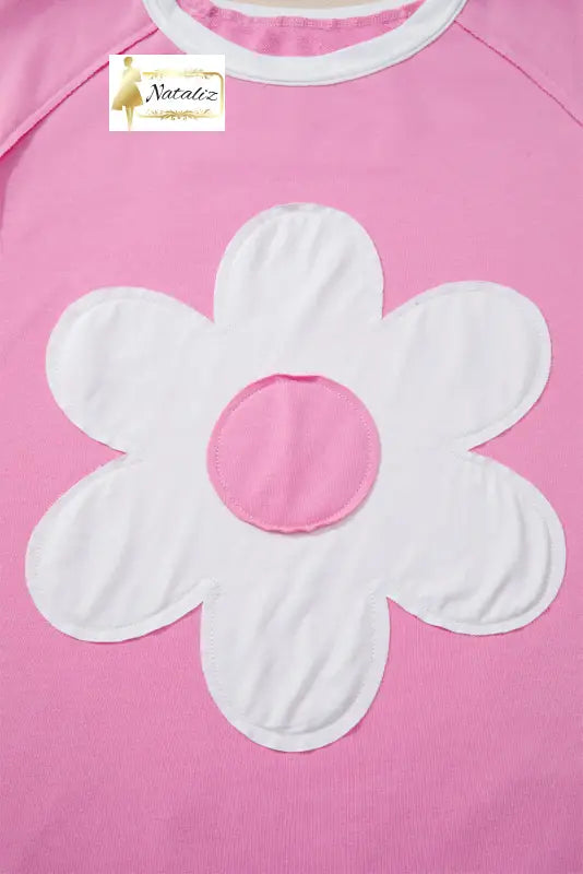 Orchid Bouquet Big Flower Patched Raw Seam Color Block 2 Piece Loose Pant Set Dear-Lover Dropshipping