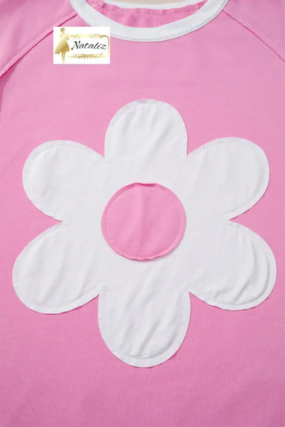 Orchid Bouquet Big Flower Patched Raw Seam Color Block 2 Piece Loose Pant Set Dear-Lover Dropshipping