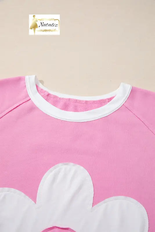 Orchid Bouquet Big Flower Patched Raw Seam Color Block 2 Piece Loose Pant Set Dear-Lover Dropshipping