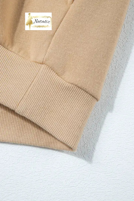 Parchment Solid Half Button Sweatshirt and High Waist Sweatpants Set Dear-Lover Dropshipping